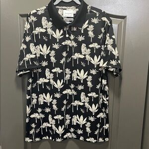 2 for $25 -BUNDLE- Goodfellow & Co Black and Ivory Tiger Botanical Polo Size XL